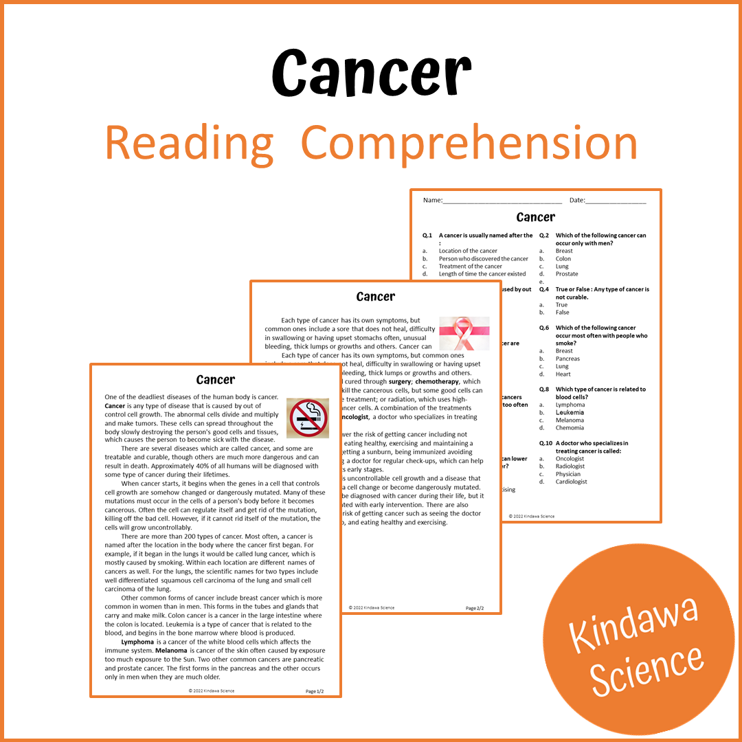 Cancer Reading Comprehension Passage and Questions | Printable PDF