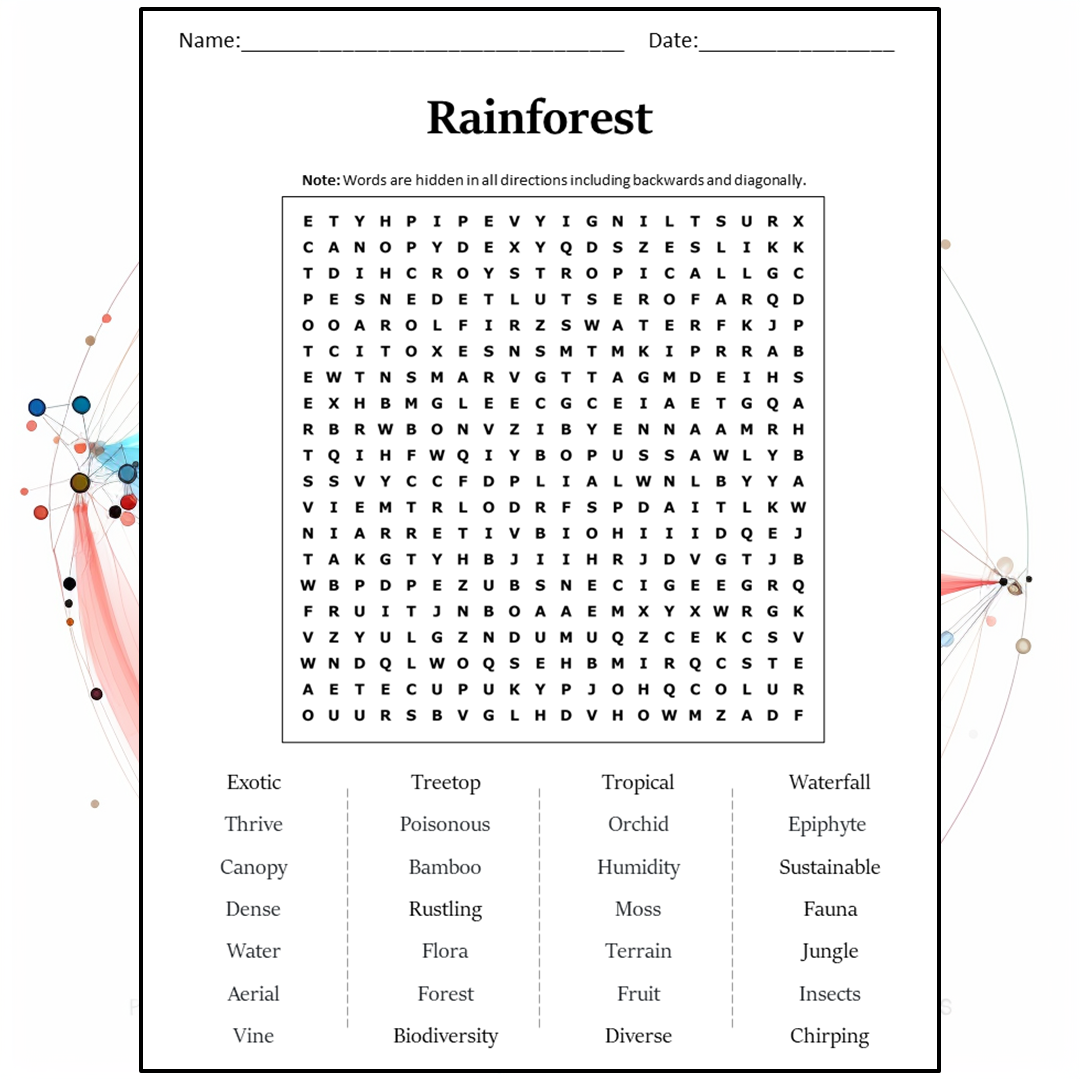 Rainforest Word Search Puzzle Worksheet Activity PDF