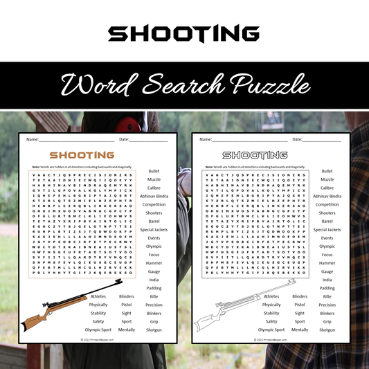 Shooting Word Search Puzzle Worksheet PDF