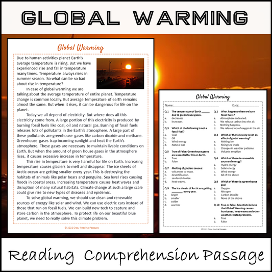 Global Warming Reading Comprehension Passage and Questions | Printable PDF