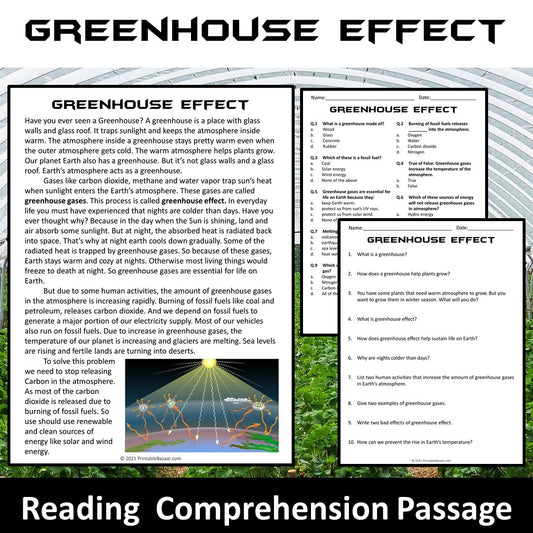 Greenhouse Effect Reading Comprehension Passage and Questions | Printable PDF