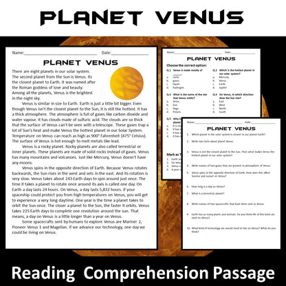 Venus Reading Comprehension Passage and Questions