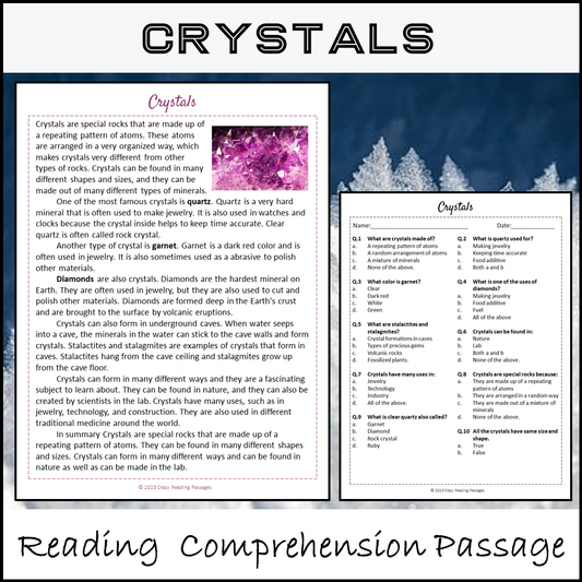 Crystals Reading Comprehension Passage and Questions | Printable PDF