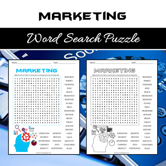 Marketing Word Search Puzzle Worksheet PDF