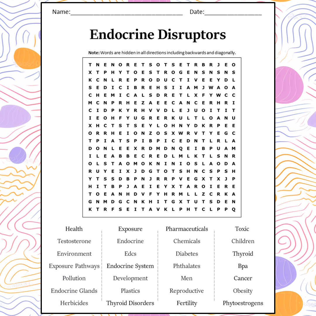 Endocrine Disruptors Word Search Puzzle Worksheet Activity PDF