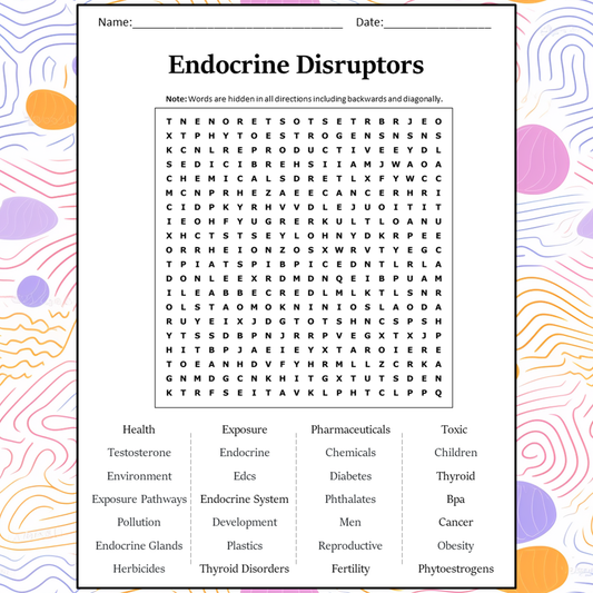 Endocrine Disruptors Word Search Puzzle Worksheet Activity PDF