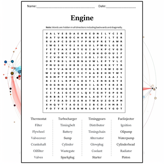 Engine Word Search Puzzle Worksheet Activity PDF