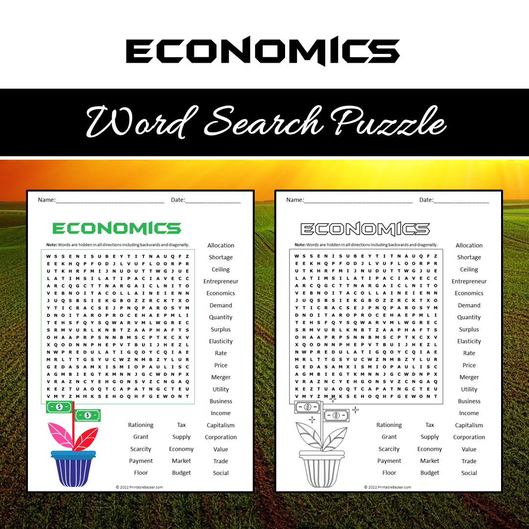 Economics Word Search Puzzle Worksheet PDF