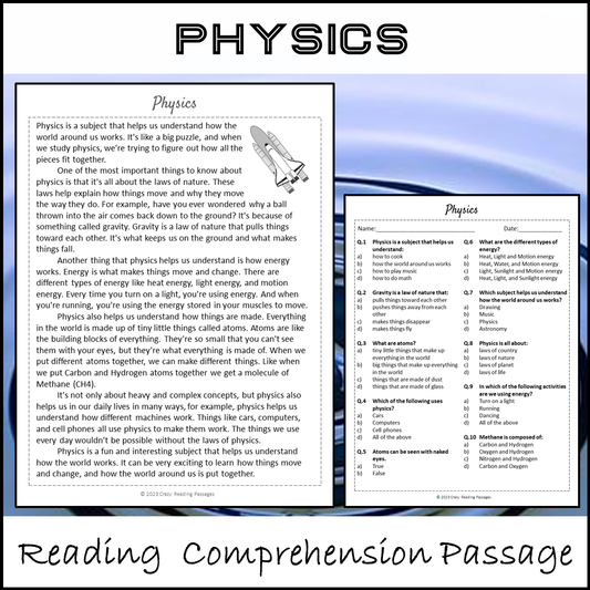 Physics Reading Comprehension Passage and Questions | Printable PDF