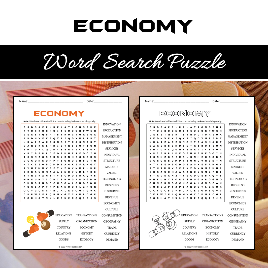 Economy Word Search Puzzle Worksheet PDF