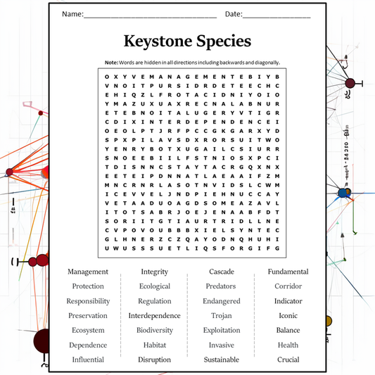 Keystone Species Word Search Puzzle Worksheet Activity PDF