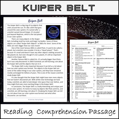 Kuiper Belt Reading Comprehension Passage and Questions | Printable PDF
