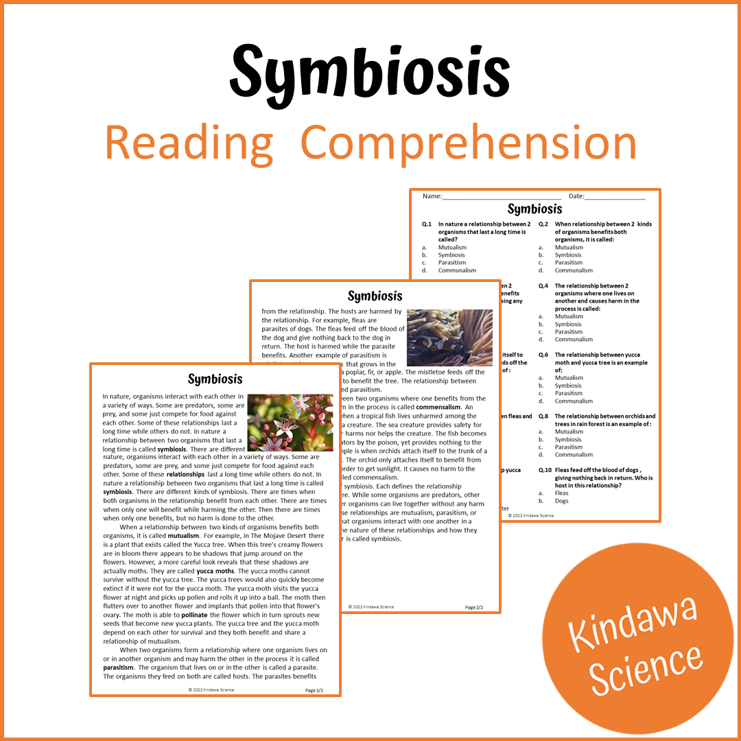 Symbiosis Reading Comprehension Passage and Questions | Printable PDF