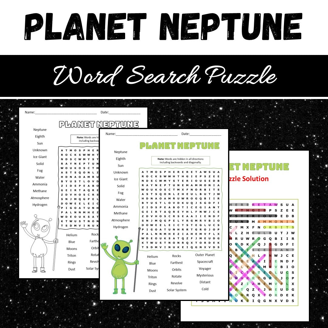 Neptune Word Search Puzzle Worksheet PDF