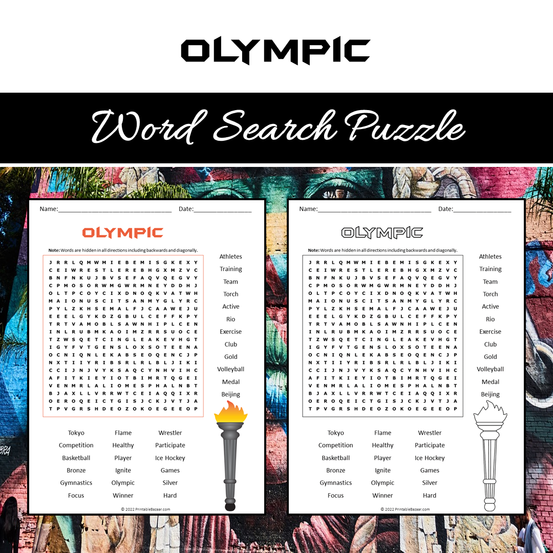 Olympic Word Search Puzzle Worksheet PDF