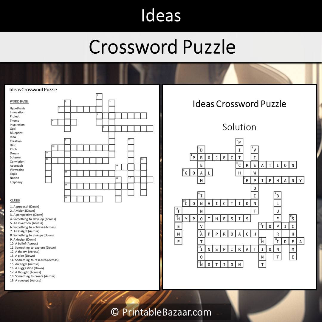 Ideas Crossword Puzzle Worksheet Activity Printable PDF