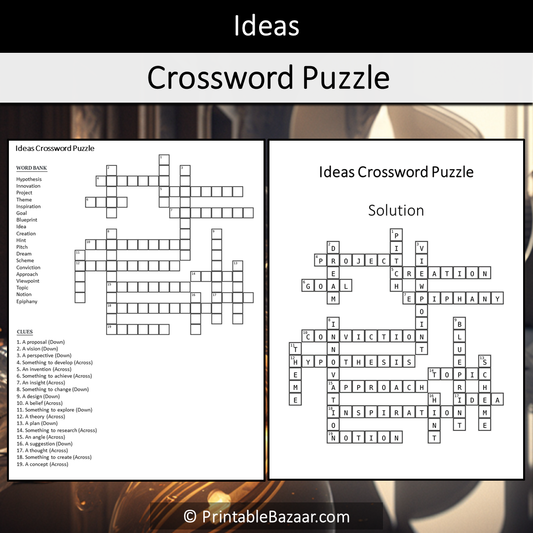 Ideas Crossword Puzzle Worksheet Activity Printable PDF