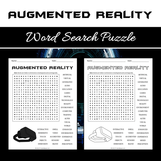 Augmented Reality Word Search Puzzle Worksheet PDF