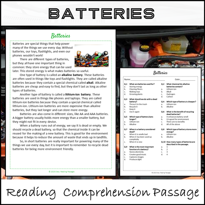 Batteries Reading Comprehension Passage and Questions | Printable PDF