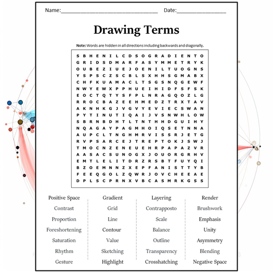 Drawing Terms Word Search Puzzle Worksheet Activity PDF