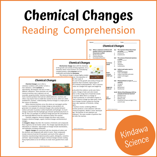 Chemical Changes Reading Comprehension Passage and Questions | Printable PDF