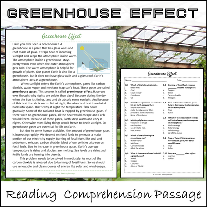 Greenhouse Effect Reading Comprehension Passage and Questions | Printable PDF