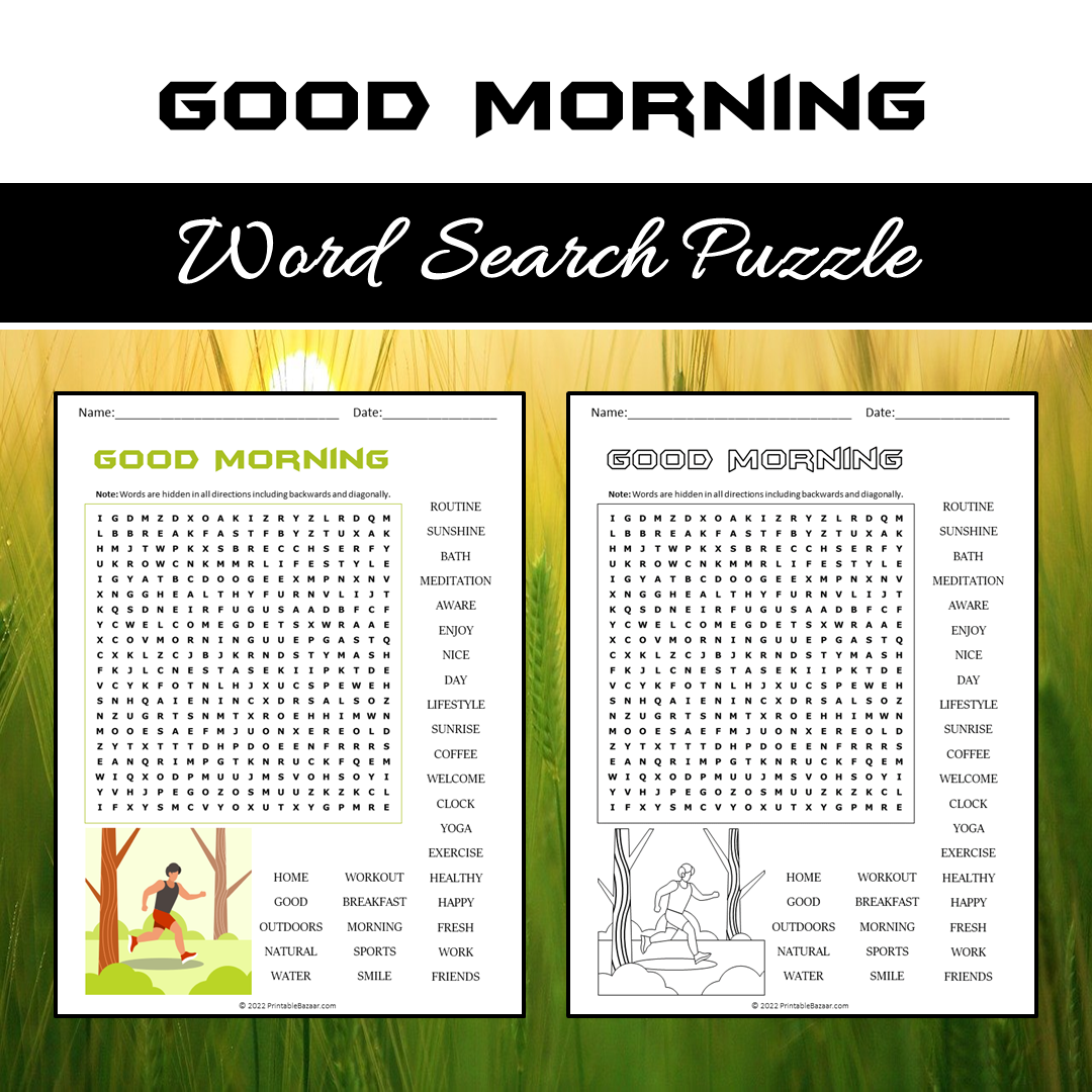 Good Morning Word Search Puzzle Worksheet PDF