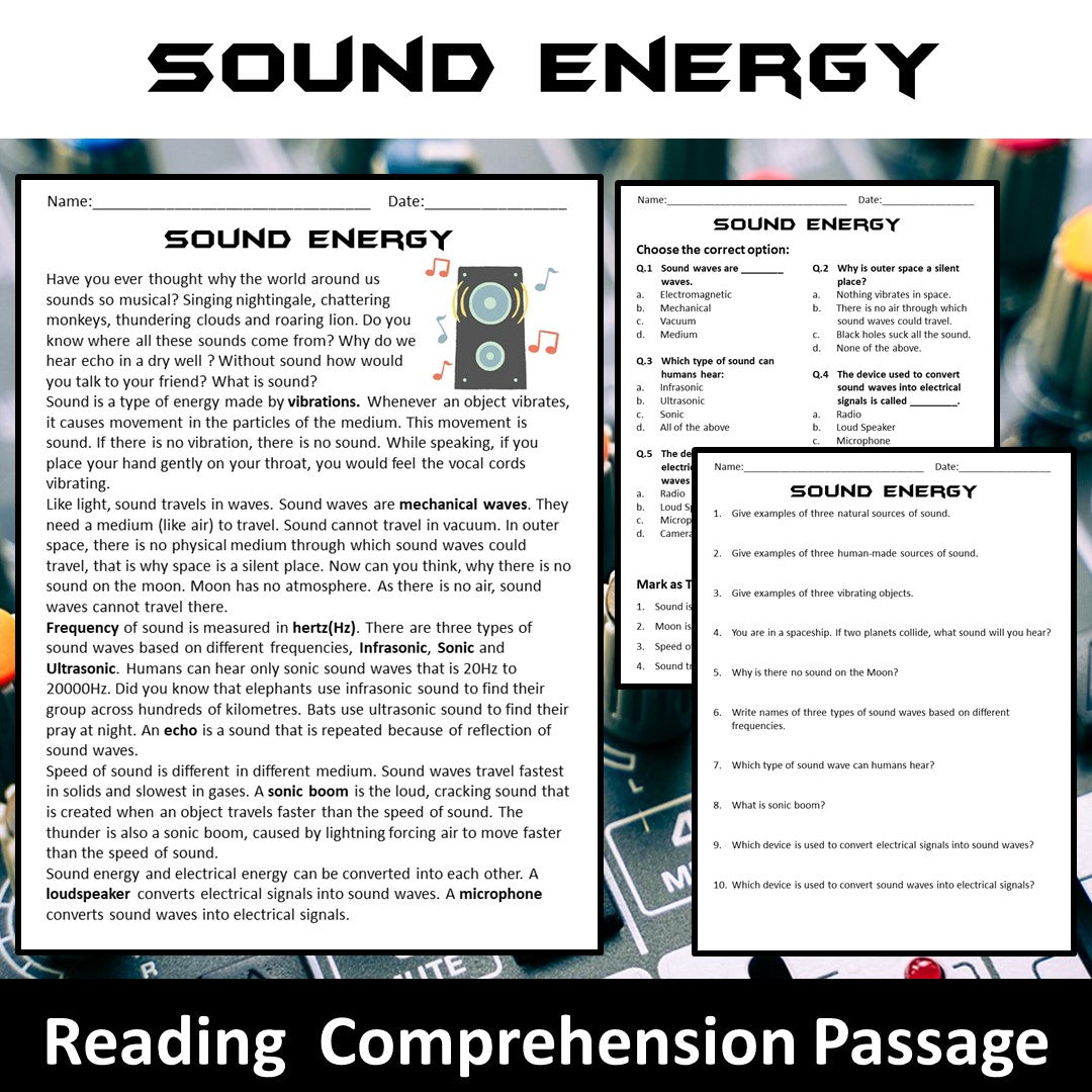 Sound Energy Reading Comprehension Passage and Questions