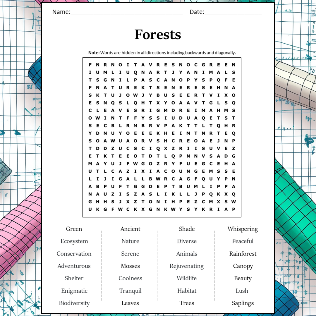 Forests Word Search Puzzle Worksheet Activity PDF