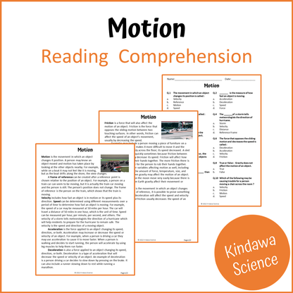 Motion Reading Comprehension Passage and Questions | Printable PDF