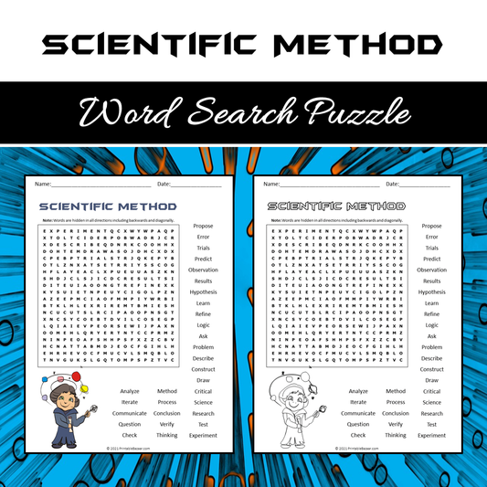 Scientific Method Word Search Puzzle Worksheet PDF