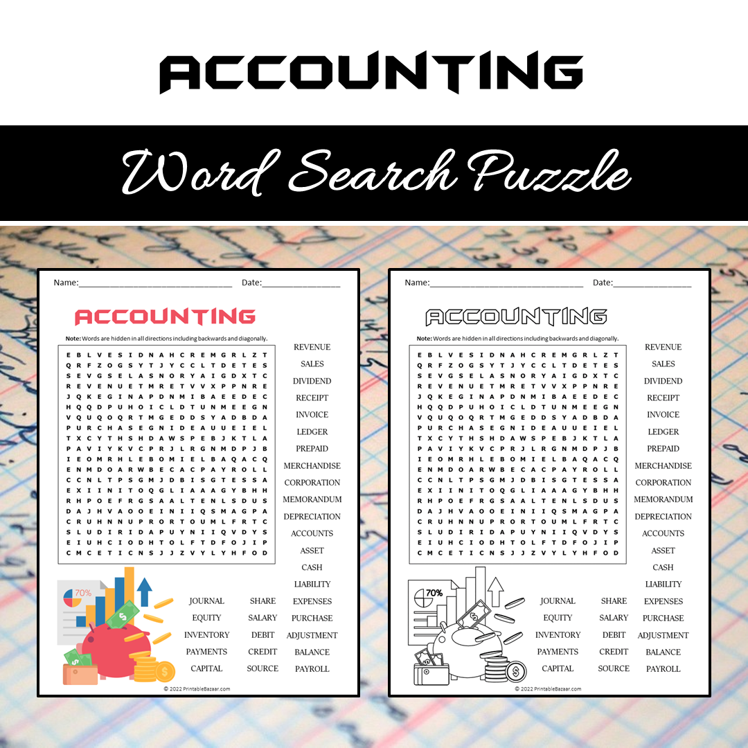 Accounting Word Search Puzzle Worksheet PDF – PrintableBazaar