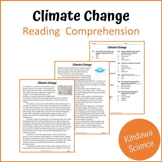 Climate Change Reading Comprehension Passage and Questions | Printable PDF