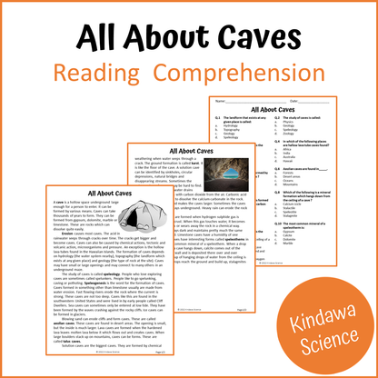 All About Caves Reading Comprehension Passage and Questions | Printable PDF