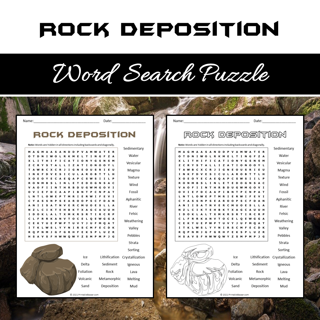 Rock Deposition Word Search Puzzle Worksheet PDF