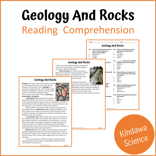 Geology And Rocks Reading Comprehension Passage and Questions | Printable PDF