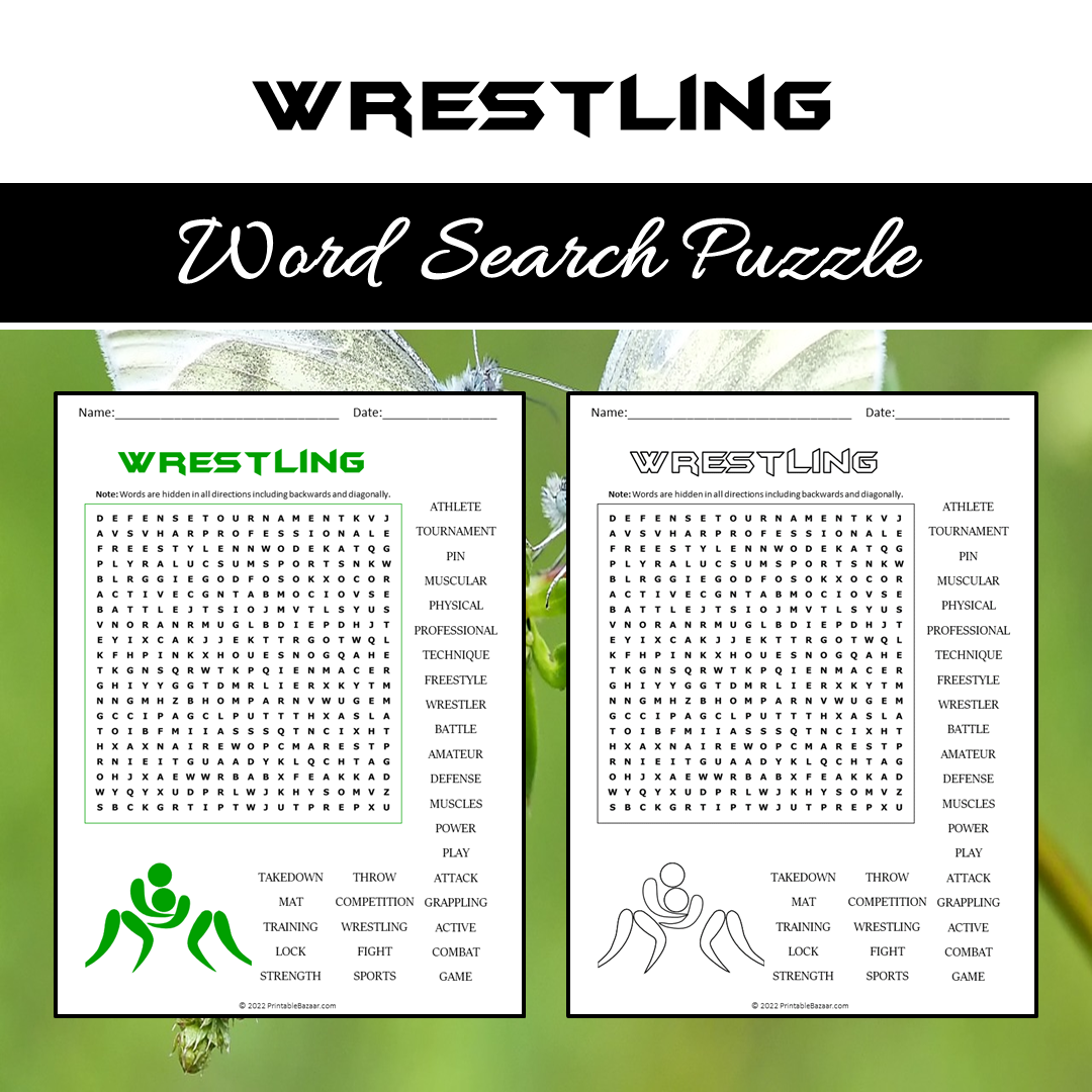 Wrestling Word Search Puzzle Worksheet PDF