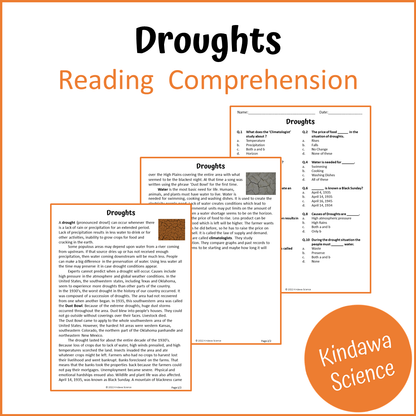 Droughts Reading Comprehension Passage and Questions | Printable PDF