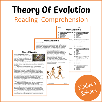 Theory Of Evolution Reading Comprehension Passage and Questions | Printable PDF