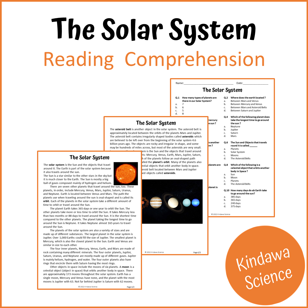 Reading Comprehension Solar System Reading Comprehension About The Sun