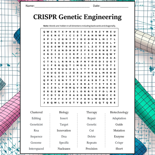 Crispr Genetic Engineering Word Search Puzzle Worksheet Activity PDF