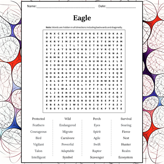 Eagle Word Search Puzzle Worksheet Activity PDF