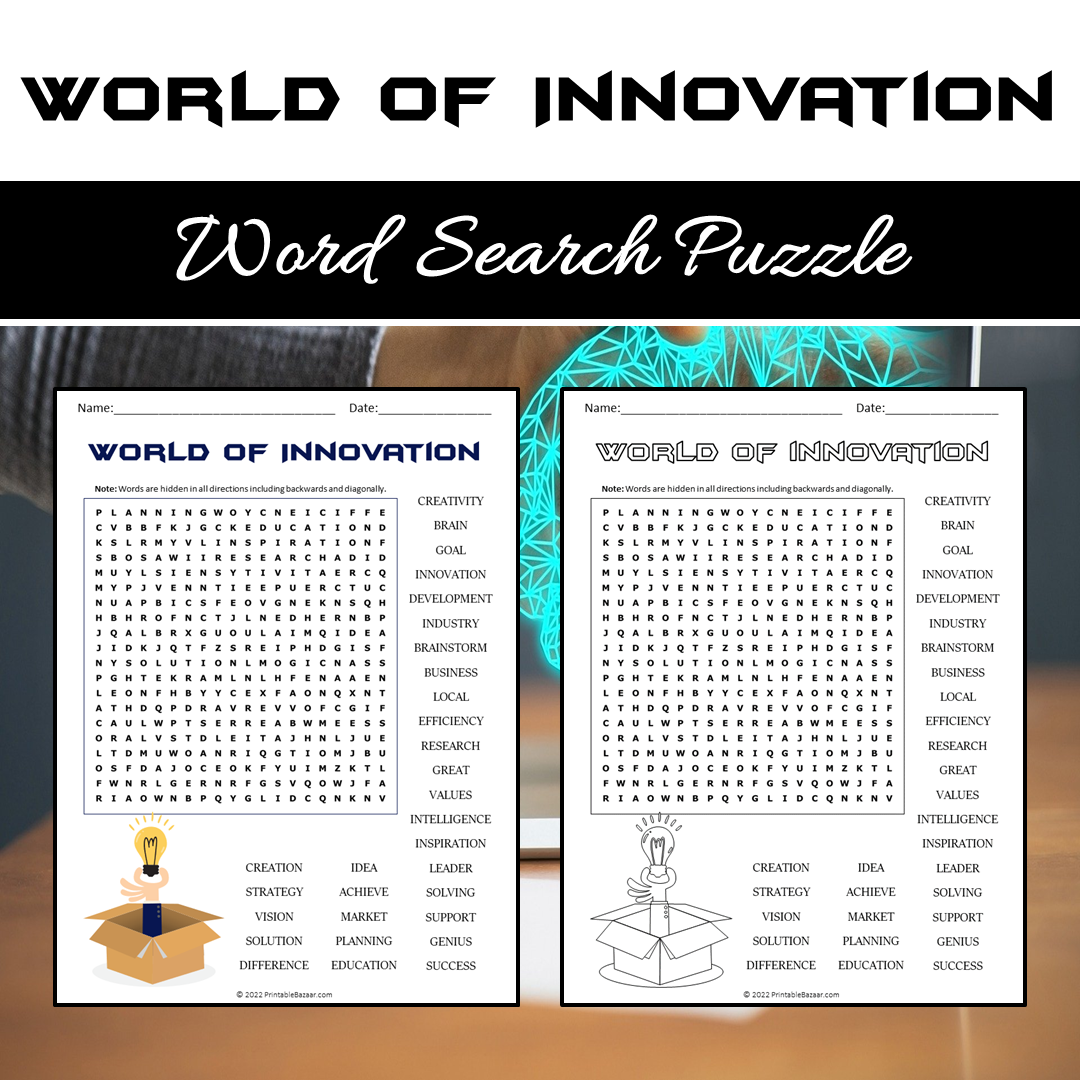 World Of Innovation Word Search Puzzle Worksheet PDF
