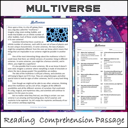 Multiverse Reading Comprehension Passage and Questions | Printable PDF