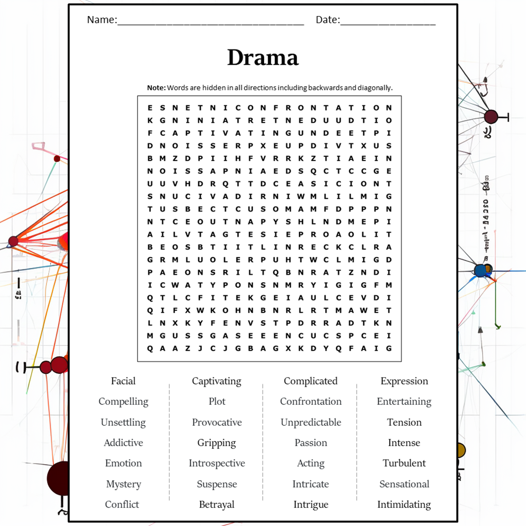 Drama Word Search Puzzle Worksheet Activity PDF