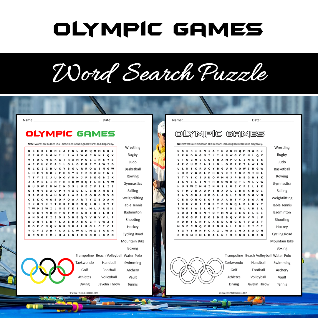 Olympic Games Word Search Puzzle Worksheet PDF