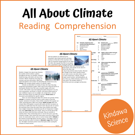 All About Climate Reading Comprehension Passage and Questions | Printable PDF