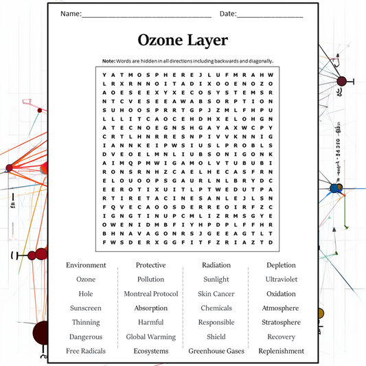 Ozone Layer Word Search Puzzle Worksheet Activity PDF