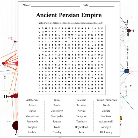 Ancient Persian Empire Word Search Puzzle Worksheet Activity PDF