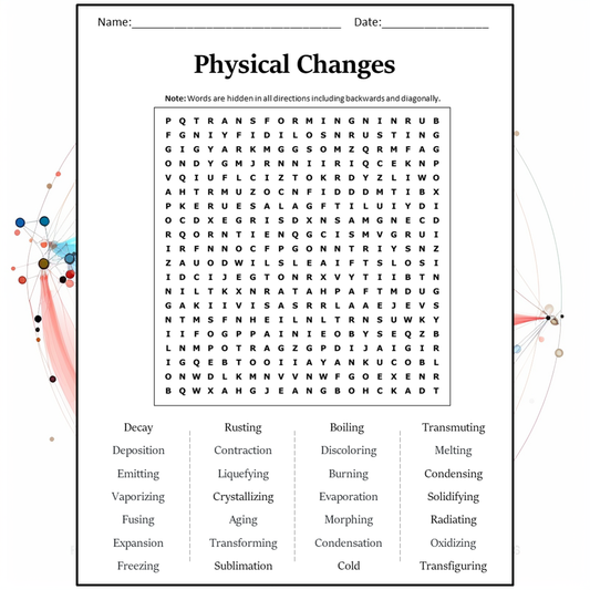 Physical Changes Word Search Puzzle Worksheet Activity PDF